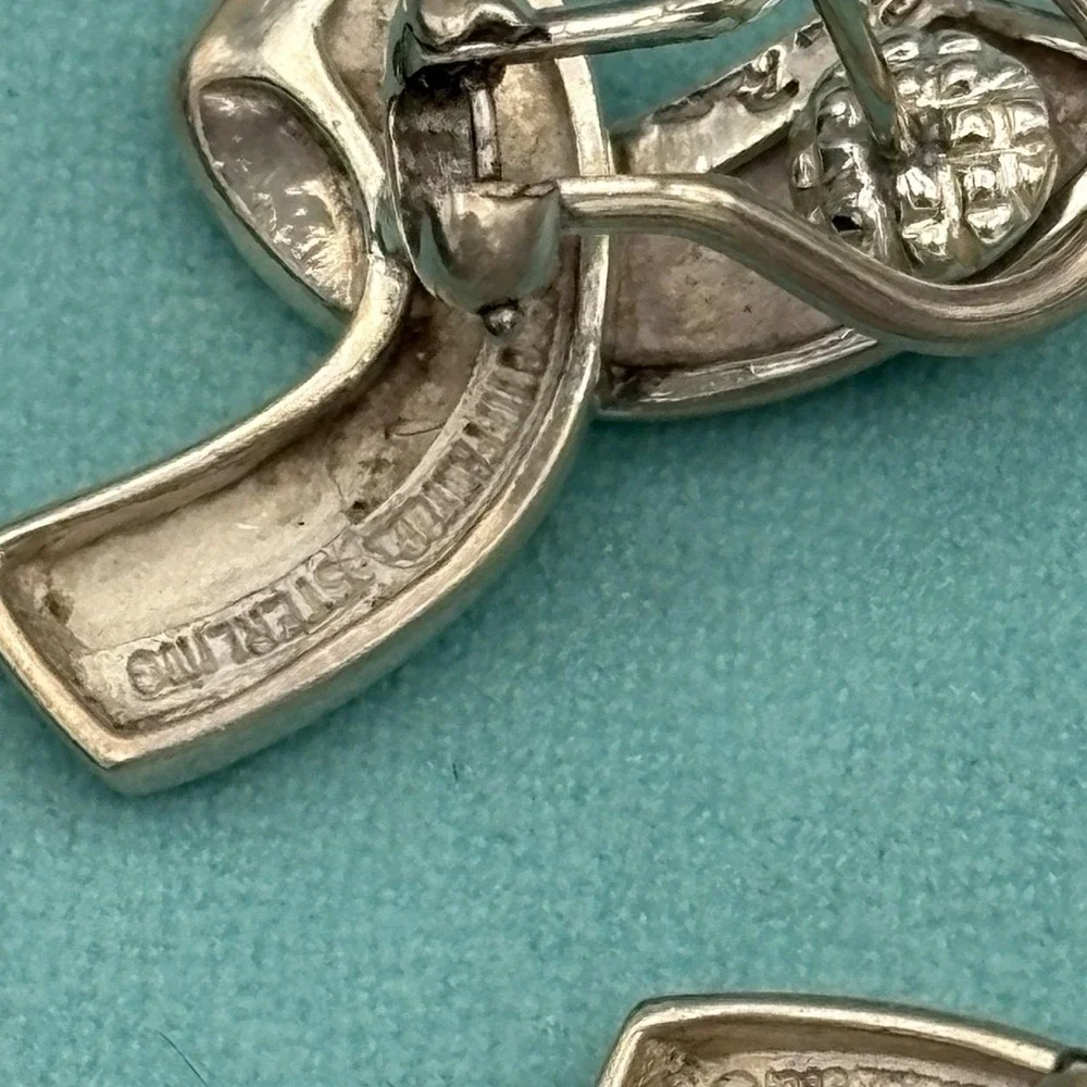 Tiffany & Co Pierced Earrings Sterling Silver 925 Paloma Picasso Ribbon LARGE